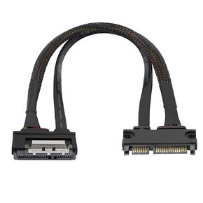 GELRHONR 22Pin SATA Power Extension Cable,22 Pin（7+15） Sata Male to Female Data and Power Combo Extension Cable with Locking Latch,for HDD,SSD,Optical Drives, DVD Burners, PCI Cards-0.3M(6Gbps/s)