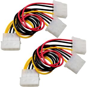 4 Pin Y-Splitter IDE Extension Adapter 2PCS 20cm/7.9inch 4-Pin Molex Male to Dual Female D-Type Power Cables for Computer Hard Disk and Cooling Fan