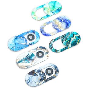 شريحة غطاء كاميرا الويب، حاجز الكاميرا للكمبيوتر المحمول لحماية خصوصيتك وأمانك، غطاء كاميرا الكمبيوتر المحمول منزلق رفيع جدًا يناسب جهاز MacBook Air Pro iPhone iPad (مجموعة المحيط والرخام 6 قطع) in Kuwait