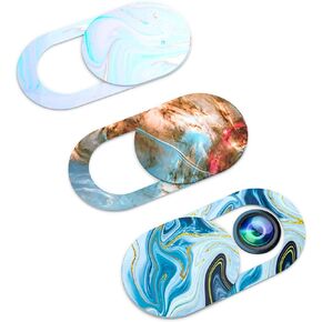Webcam Cover Slide,Laptop Camera Cover Slide Ultra Thin Fits MacBook Air Pro iPhone iPad,Mac Camera Blocker for Laptop Protect Your Privacy and Security (Marbling 3pcs)