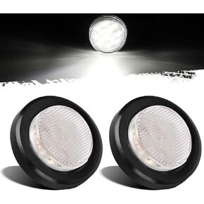 Partsam 2Pcs 2.5 Inch Round White 13 Led Side Marker Clearance Lights Reverse Backup Lights with Grommets/Pigtails for trailer truck, Waterproof 2.5" Interior Courtesy Light Auxiliary Utility Light