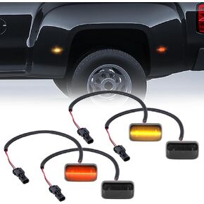 Gempro LED مصابيح علامة جانبية للحاجز المزدوج لـ 2015-2023 Chevy Silverado GMC Sierra 2500 3500 Amber Red Dual Wheel Rear Wheel Marker Lamps، Smoked Len 4PCS in Saudi Arabia