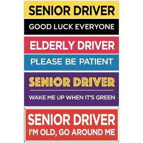 Rio Salto Funny Elderly Driver Magnet for Car Driver Car Magnets Old People Gag Gifts Please Be Patient Yellow Magnetic Bumper Sticker Grandma Grandpa Best Prank Prankester Stuff