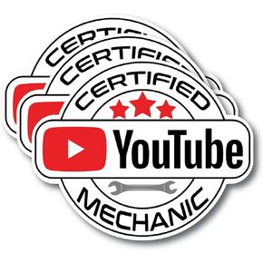 (3 Pack) Certified YouTube Mechanic Sticker - Funny You-Tube Mechanic Decal for Expert Mechanic - 5.5" - Automotive Industry - Office Gag Gift - Jokes for Friend - Made in USA - BMCS060