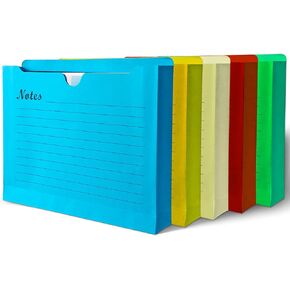 Binditek 25 Pack Notes File Jacket, 2 Inch Expansion Pockets, Letter Size Manila File Folder, 5 Assorted Colors (Yellow, Orange, Green, red, and Blue), School Office Supplies