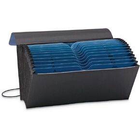 Smead Two-Way Handy Organizer File, 21 Pockets, Alphabetic (A-Z) and Monthly (Jan-Dec), Flap and Elastic Cord Closure, Blue/Black (70506)