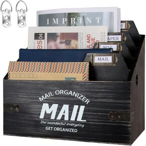 منظم بريد مقاس XXL مع 4 حجرات، ديكور مكتب خشبي، حرف حامل بريد للكونترتوب، منظم سطح المكتب لفارز البريد في المزرعة الريفية (الطبيعة) in Kuwait