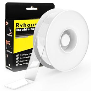 Double Sided Tape 1.18" x 200" 2 Pack Large Roll Clear Mounting Tape Nano Removable Tough Sticky Adhesive for Carpet Picture Poster Office Home RV Decoration