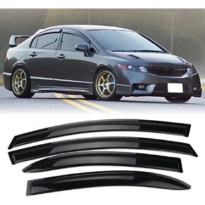 Window Visors/Rain Guards/Shade/Deflectors Visor | Outside Mount，4 pcs | 94944 | Fits 2006-2011 Honda Civic Sedan