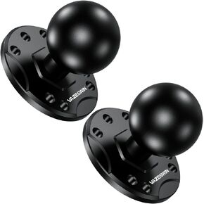 2 PCS 1.5" Ball Mount with Aluminum Alloy Round Plate, Universal Electronic Device Mounting Base with AMPS Holes for Garmin, Lowrance, Humminbird, for RAM Mounts C Size Double Socket Arms