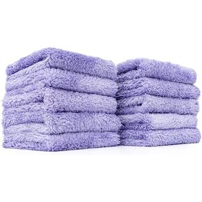 The Rag Company - The Eaglet 350 (10-Pack) Professional Korean 70/30 Blend; Super Plush Microfiber Detailing Towels; Perfect for Wheels, Mirrors, and More; 350GSM, 8in x 8in, Lavender