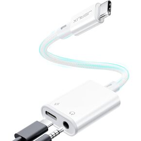 JSAUX USB C to 3.5mm Headphone and Charger Adapter, 2 in 1 Type C to Aux Audio Jack with PD 60W Fast Charging Dongle for Stereo Earbuds Compatible with iPhone 15 Pro Max, Samsung S24/S23/S22, iPad Pro