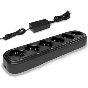 SAMCOM FPCN10A 6 Way Multi Unit Charger Battery Gang Charger for FPCN10A Two Way Radios Walkie Talkies, Six Way Charging Base Bulk Bank with Power Adapter (Radios Not Included)