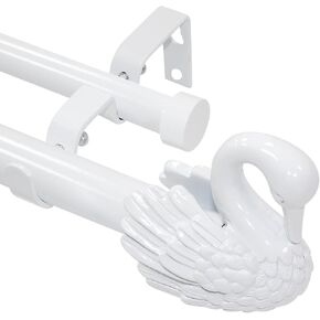 قضيب ستارة مزدوج للنوافذ من 48 إلى 84 بوصة: قضيب ستارة معالجة نافذة مزدوجة بقطر 1 بوصة شديد التحمل - تشطيبات من راتنج البجعة وقضيب ستارة مزدوج أبيض in Kuwait