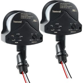2 Pack 240-Degree Replacement Motion Detector, Adjustable Delay Time & Detection Sensitivity Up to 60 Feet Range, 3 Working Modes Pir Motion Sensor for Security Floodlight, Black, UL Listed