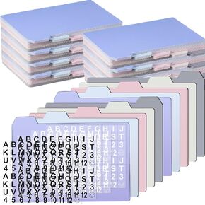 104 Pcs Index Card Guide Set Include 100 Pcs 4 x 6 Inch Index Card Dividers 5 Colors Dry Erase Index Cards 4 Pcs Self Adhesive Number Alphabet Stickers File Tabs for Office Business Classroom