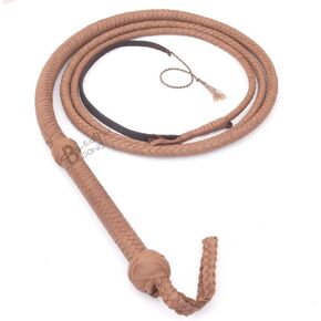 LB'S WHIP Indiana Jones Style 4 Foot 8 Plait Natural Tan Brown Leather Bullwhip Real Cowhide Leather Bull Whip
