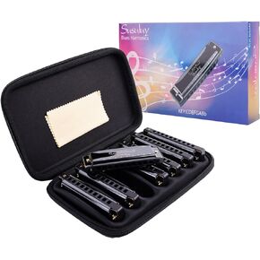 Blues Harmonica Set 7 Keys of C D E F G A Bb|10 Hole 20 Tones Diatonic Blues Harp Mouth Organ for Adult Player/Professional/Beginner/Students/Children/Back to school Gift