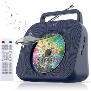 CD Player with Bluetooth，Double HiFi Sound Speakers，Sleep Mode,Desktop CD Music Players,Support AUX/USB/Headphone Jack/Music Fiber Optics/FM Radio Boombox for Home,Office(Blue) in Kuwait