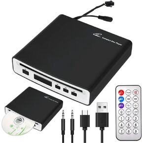 [Updated New Version] FLWLKEJI External Universal Car CD Player Vehicle CD Player,Portable CD Player for Car/TV/Laptop with USB or Type-C Port AUX Port Plug&Play and FM Transmitter Play CDs