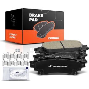 A-Premium Front and Rear Ceramic Disc Brake Pads Set Compatible with Select Lexus and Toyota Models - RX350, RX450h 2010-2015, Highlander 2014-2018, Sienna 2011-2018, with Hardware, 8 Pcs