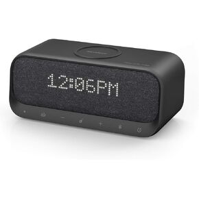 مكبر صوت بلوتوث، Soundcore Wakey مدعوم من Anker، ساعة منبه، صوت ستيريو، راديو FM، ضوضاء بيضاء، شاحن لاسلكي Qi مع شحن 7.5 واط لهاتف iPhone و10 واط لهاتف Samsung، أسود (متجدد) in Kuwait