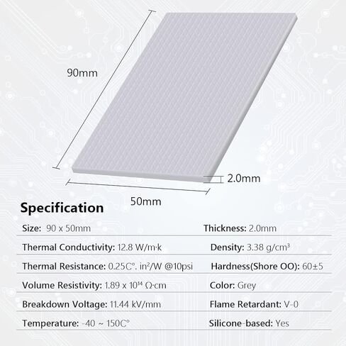 وسادة حرارية، عبوتان 90 × 50 × 2.0 مم، وسادة مركبة حرارية 12.8 واط/م.ك، حشو فجوة التوصيل الحراري، وسادة تبريد غرفة التبريد جميع المبردات، وحدة المعالجة المركزية، وحدة معالجة الرسومات، معالج IC، طابعة ثلاثية الأبعاد، Raspberry Pi in Kuwait