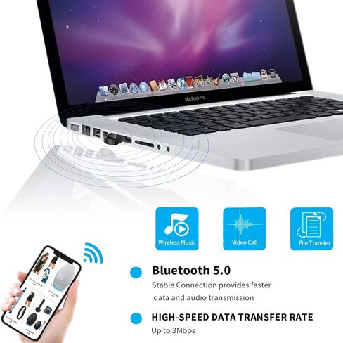 محول بلوتوث للكمبيوتر 5.0، محول بلوتوث ALINKVITE لنظام Win 11/10/8.1/8/7، دونجل بلوتوث مع نطاق فائق، صغير الحجم، وضع مزدوج، دونجل بلوتوث للكمبيوتر الشخصي in Kuwait