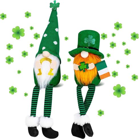 زينة عيد القديس باتريك جنومز - قطعتان من دمى الجني الأيرلندية المصنوعة يدويًا من القطيفة السويدية لتزيين طاولة المنزل in Kuwait