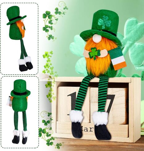 زينة عيد القديس باتريك جنومز - قطعتان من دمى الجني الأيرلندية المصنوعة يدويًا من القطيفة السويدية لتزيين طاولة المنزل in Kuwait
