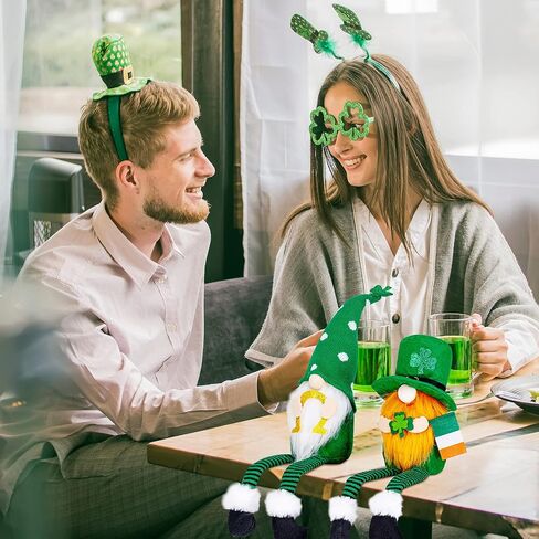 زينة عيد القديس باتريك جنومز - قطعتان من دمى الجني الأيرلندية المصنوعة يدويًا من القطيفة السويدية لتزيين طاولة المنزل in Kuwait