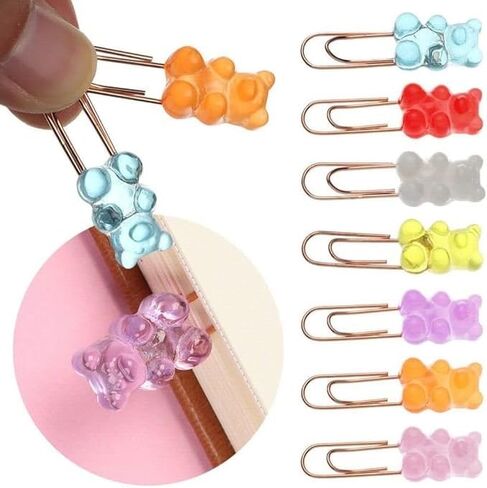 10 Pcs Colorful Metal Paper Clips, Rainbow Bear Memo Kawaii File Clips Candy Colors Stationery Supplies Cute Clips School Present Cute Bookmarks Design for Students Book Covers and Book Accessories in Saudi Arabia