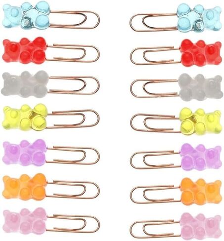 10 Pcs Colorful Metal Paper Clips, Rainbow Bear Memo Kawaii File Clips Candy Colors Stationery Supplies Cute Clips School Present Cute Bookmarks Design for Students Book Covers and Book Accessories in Saudi Arabia
