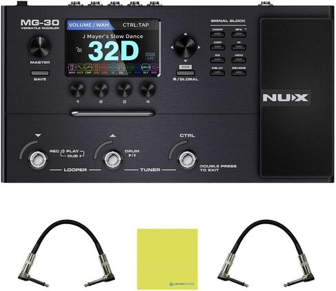 NUX MG30 جيتار متعدد التأثيرات دواسة جيتار / جهير / حزمة نموذج أمبير صوتي مع هيكل 2x S6P48 كابلات تصحيح الزاوية اليمنى المنسوجة وقماش تلميع الصوت السائل in Saudi Arabia