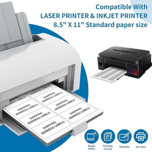 3-1/3"x 4" Shipping Address Labels, 600 Count Adhesive Stickers Labels for Laser/Inkjet Printer, 6 per Page [Paper 8.5" x 11"] Printable Mailing Labels in Saudi Arabia