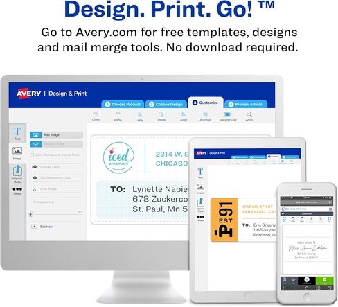 ملصقات شحن قابلة للطباعة مقاومة للماء من Avery مع تغذية مؤكدة، 2 بوصة × 4 بوصة، أبيض، 100 ملصق بريدي فارغ (15513) in Kuwait