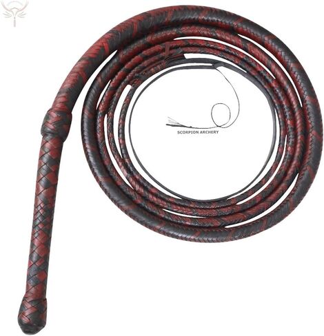 Bullwhip 3 أقدام 4 أقدام 6 أقدام 8 أقدام جلد البقر الحقيقي 8 ضفائر الفروسية الثور السوط الأسود والأحمر اللون حبل البطن الأساسية داخل هدية عيد ميلاد له in Kuwait