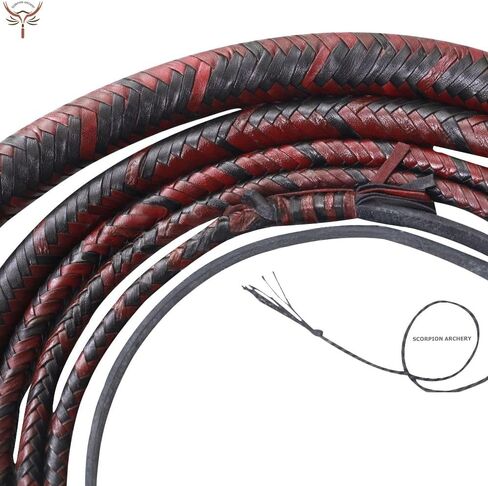 Bullwhip 3 أقدام 4 أقدام 6 أقدام 8 أقدام جلد البقر الحقيقي 8 ضفائر الفروسية الثور السوط الأسود والأحمر اللون حبل البطن الأساسية داخل هدية عيد ميلاد له in Kuwait