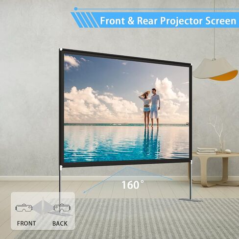 شاشة عرض مع حامل، شاشة عرض خارجية HOPFROG مقاس 100 بوصة، شاشة عرض داخلية محمولة 16:9 4K HD خالية من التجاعيد وخفيفة الوزن مع حقيبة حمل لليلة فيلم في الفناء الخلفي in Saudi Arabia