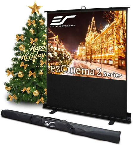 Elite Screens ezCinema 2, 95-inch 16:9 Manual Floor Pull Up Scissor Backed Projector Screen, Portable Home Office Classroom Front Projection w/ Carrying Bag, US Based Company 2-YEAR WARRANTY, F95XWH2 in Kuwait