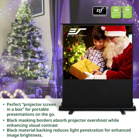Elite Screens ezCinema 2, 95-inch 16:9 Manual Floor Pull Up Scissor Backed Projector Screen, Portable Home Office Classroom Front Projection w/ Carrying Bag, US Based Company 2-YEAR WARRANTY, F95XWH2 in Kuwait