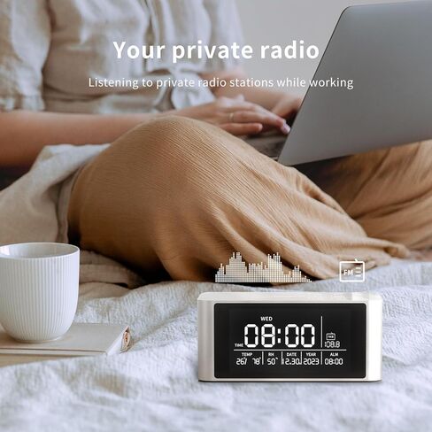 Bluetooth Speaker with Digital Alarm Clock, Wireless Charger, FM Clock Radio,Super Loudspeaker,Dimmable LED Display for Bedroom,Home, Adaptor in Saudi Arabia