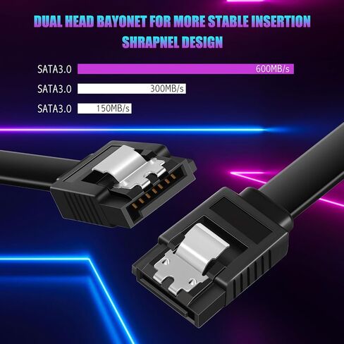 50 قطعة كابل SATA III 6 جيجابت في الثانية كابل بيانات SATA مستقيم مع مزلاج قفل 20 بوصة كابل SATA III متوافق مع محركات أقراص SSD، HDD، CD وDVD، ناسخات الأقراص المضغوطة، أسود in Saudi Arabia