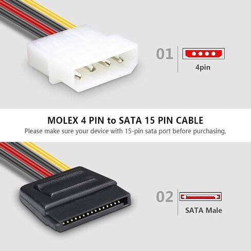 BENFEI SATA إلى Molex، 3 حزم 4 Pin Molex إلى SATA كابل الطاقة - 10 بوصات in Saudi Arabia