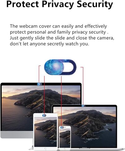[6 عبوات] غطاء كاميرا الويب، غطاء كاميرا الكمبيوتر المحمول، غطاء كاميرا رفيع للغاية لجهاز MacBook Pro، iMac، PC، iPad، iPhone 8/7/6 Plus، الهاتف الخلوي والمزيد من الملحقات - سديم حلزوني (أزرق + أرجواني) in Kuwait
