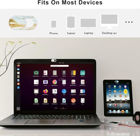 منزلق غطاء كاميرا الويب، غطاء كاميرا الكمبيوتر المحمول رفيع للغاية يناسب جهاز MacBook Air Pro iPhone iPad، مانع كاميرا Mac للكمبيوتر المحمول لحماية خصوصيتك وأمانك (رخامي 3 قطع) in Saudi Arabia