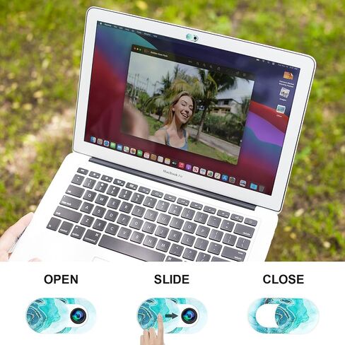 منزلق غطاء كاميرا الويب، غطاء كاميرا الكمبيوتر المحمول رفيع للغاية يناسب جهاز MacBook Air Pro iPhone iPad، مانع كاميرا Mac للكمبيوتر المحمول لحماية خصوصيتك وأمانك (رخامي 3 قطع) in Saudi Arabia