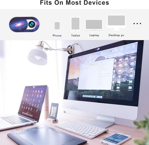 منزلق غطاء كاميرا الويب، غطاء كاميرا الكمبيوتر المحمول رفيع للغاية يناسب جهاز MacBook Air Pro iPhone iPad، مانع كاميرا Mac للكمبيوتر المحمول لحماية خصوصيتك وأمانك (رخامي 3 قطع) in Saudi Arabia