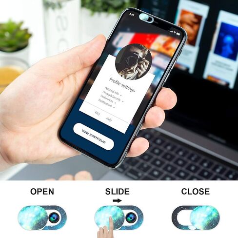 منزلق غطاء كاميرا الويب، غطاء كاميرا الكمبيوتر المحمول رفيع للغاية يناسب جهاز MacBook Air Pro iPhone iPad، مانع كاميرا Mac للكمبيوتر المحمول لحماية خصوصيتك وأمانك (رخامي 3 قطع) in Saudi Arabia