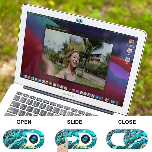 شريحة غطاء كاميرا الويب، حاجز الكاميرا للكمبيوتر المحمول لحماية خصوصيتك وأمانك، غطاء كاميرا الكمبيوتر المحمول منزلق رفيع جدًا يناسب جهاز MacBook Air Pro iPhone iPad (مجموعة المحيط والرخام 6 قطع) in Kuwait